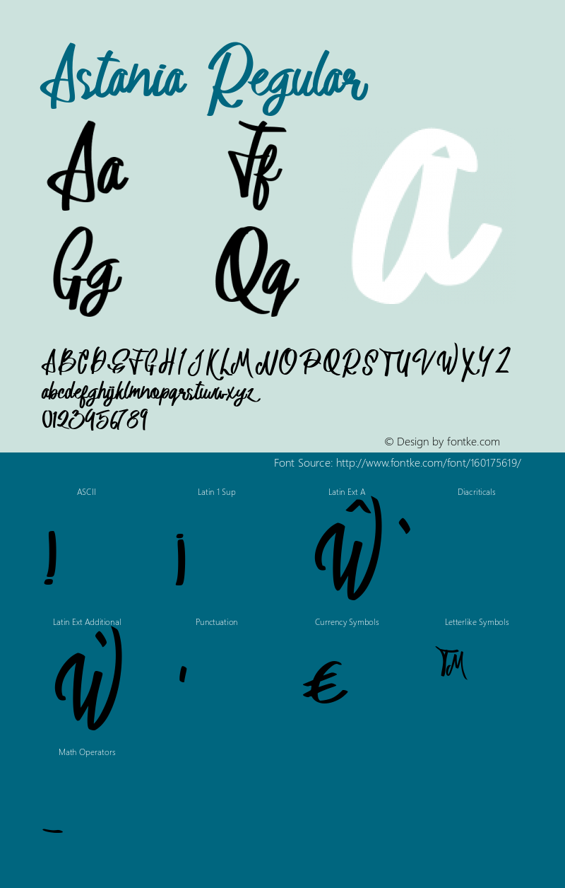 Astania Regular Version 1.000 Font Sample