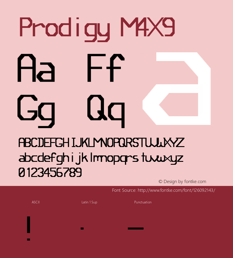 Prodigy-MFourByNine Version 1.001 Font Sample