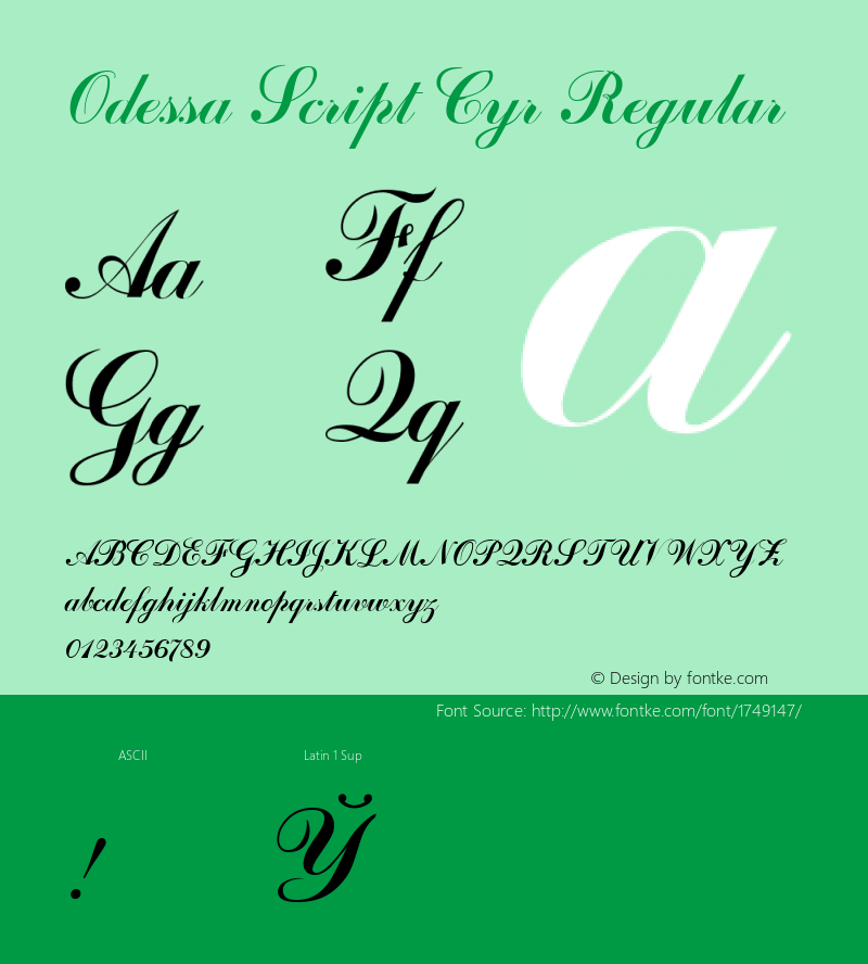 Odessa Script Cyr Regular Altsys Fontographer 3.5  6/26/92 Font Sample