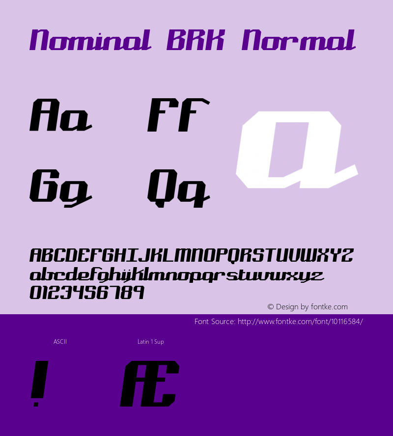 Nominal BRK Normal Version 1.32 Font Sample