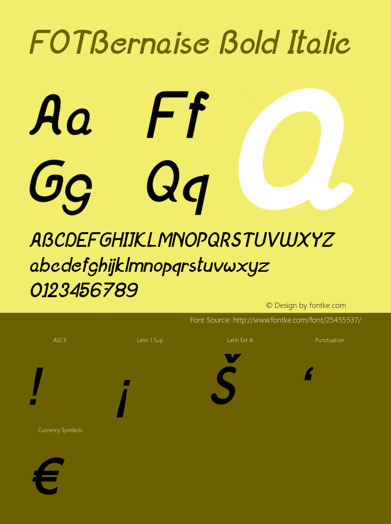 FOTBernaise-BoldItalic Version 1.000 Font Sample