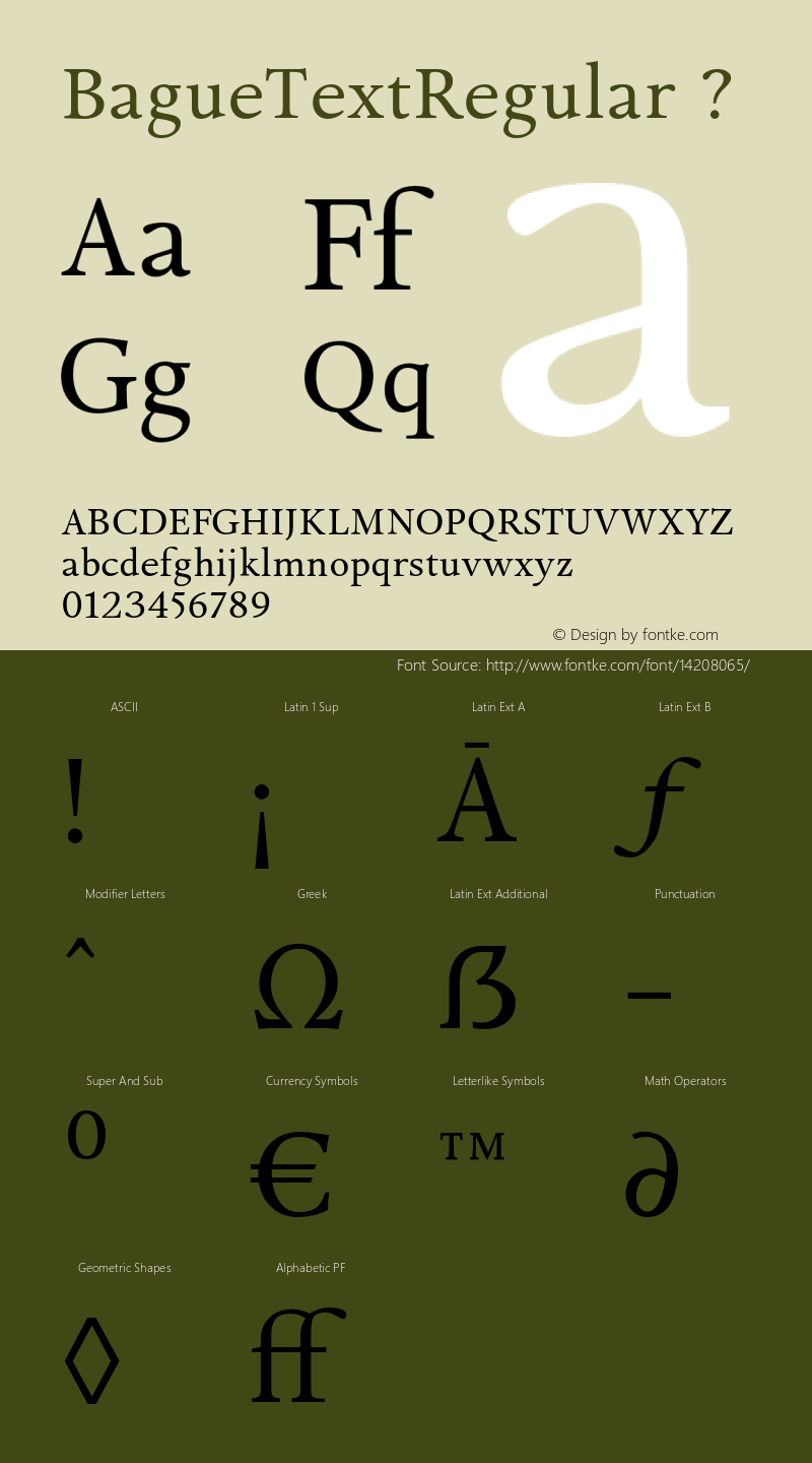 BagueTextRegular ? Version 1.000;com.myfonts.eurotypo.bague.regular.wfkit2.44KE Font Sample