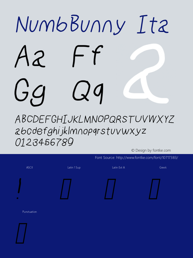 NumbBunny Ita Version 1.0 Font Sample