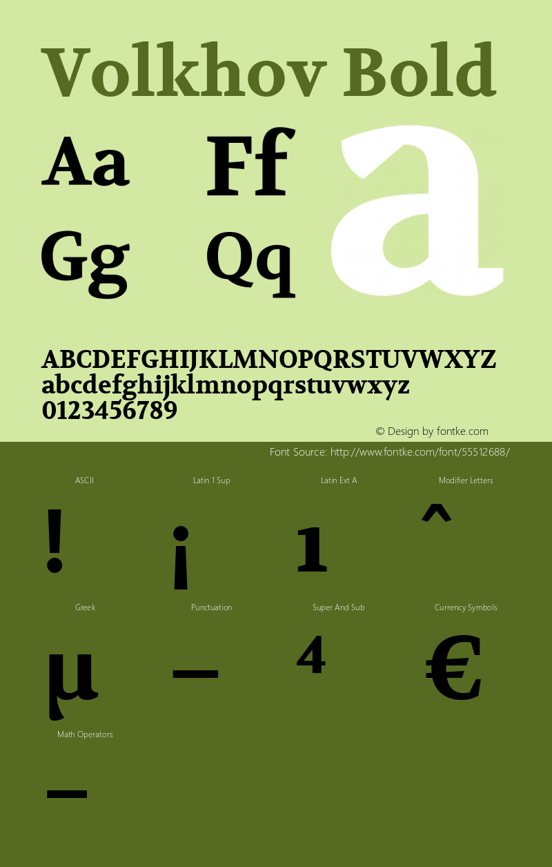 Volkhov Bold Version 1.010 Font Sample