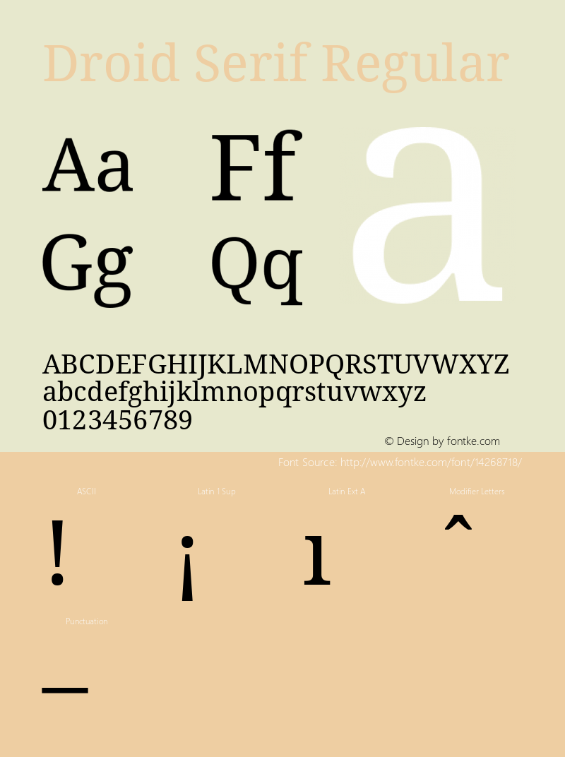 Droid Serif Regular Version 1.00 build 112 Font Sample