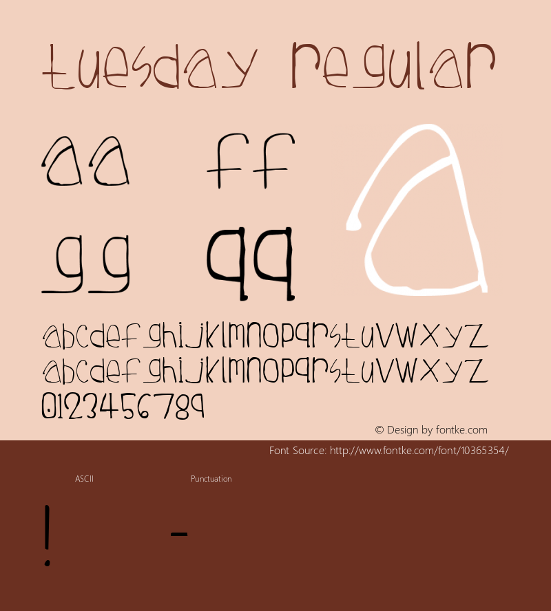 Tuesday Regular Revision 1 - 3 June 1997 - TM7 Font Sample