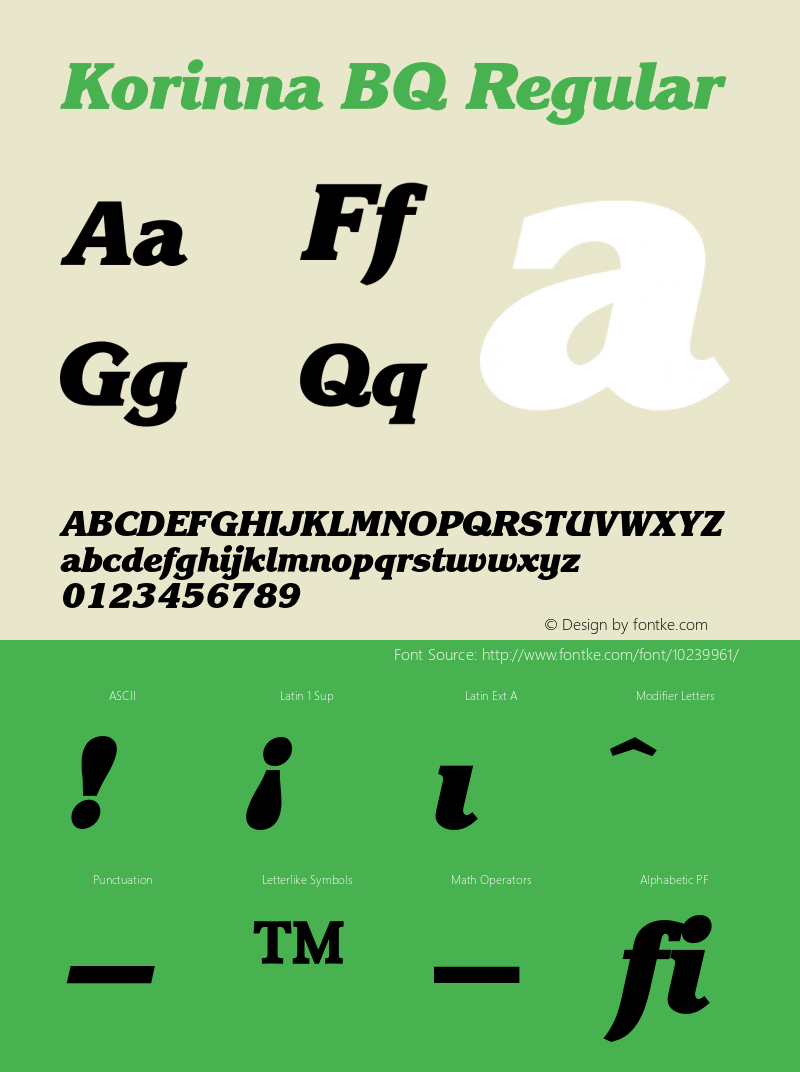 Korinna BQ Regular 001.000 Font Sample