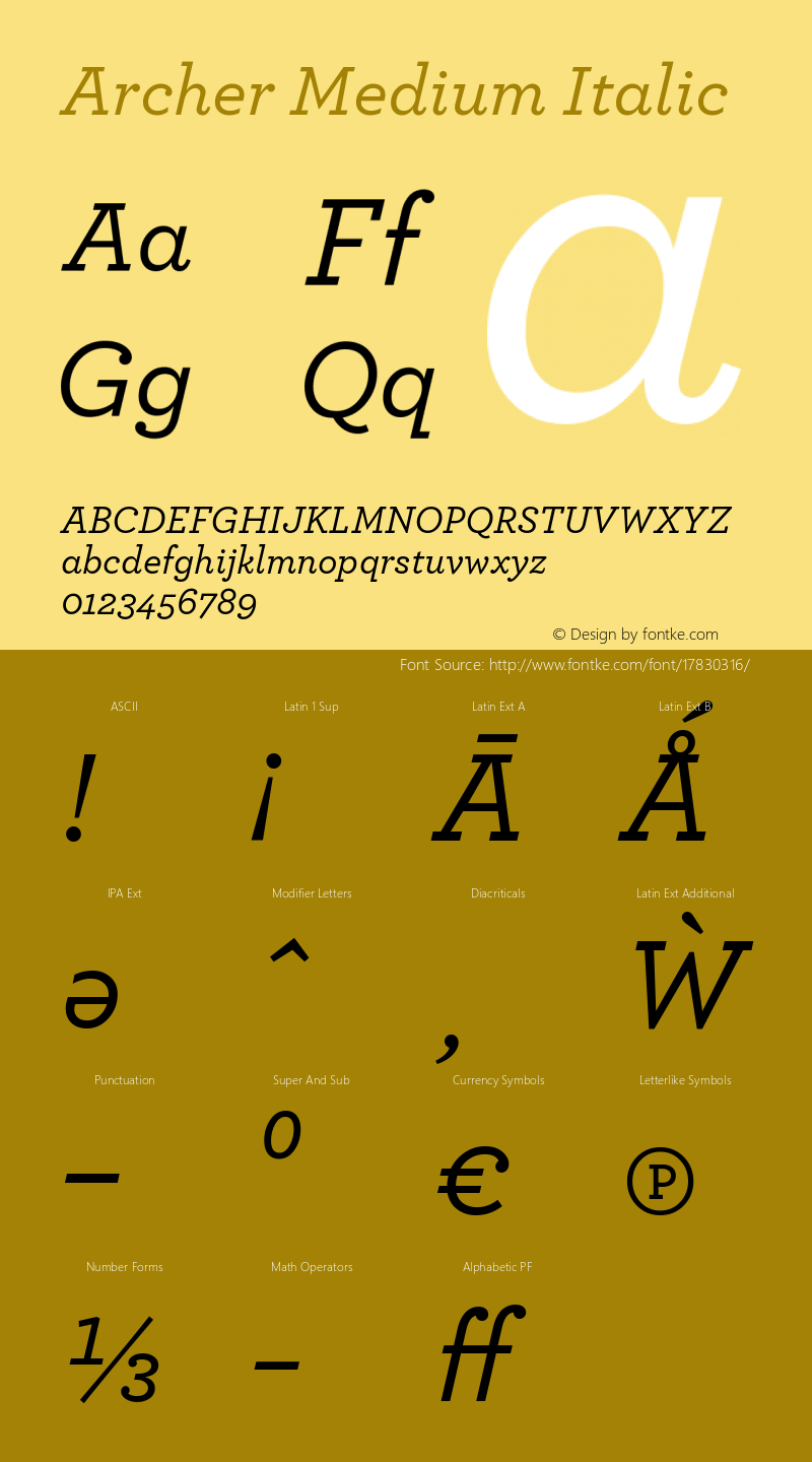 Archer Medium Italic Version 1.200 Pro Font Sample