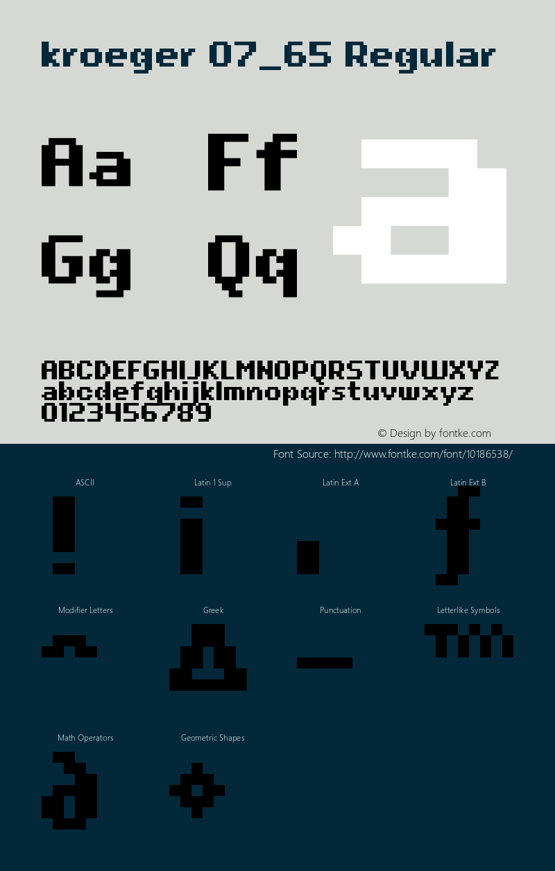 kroeger 07_65 Regular Version 002.000 Font Sample