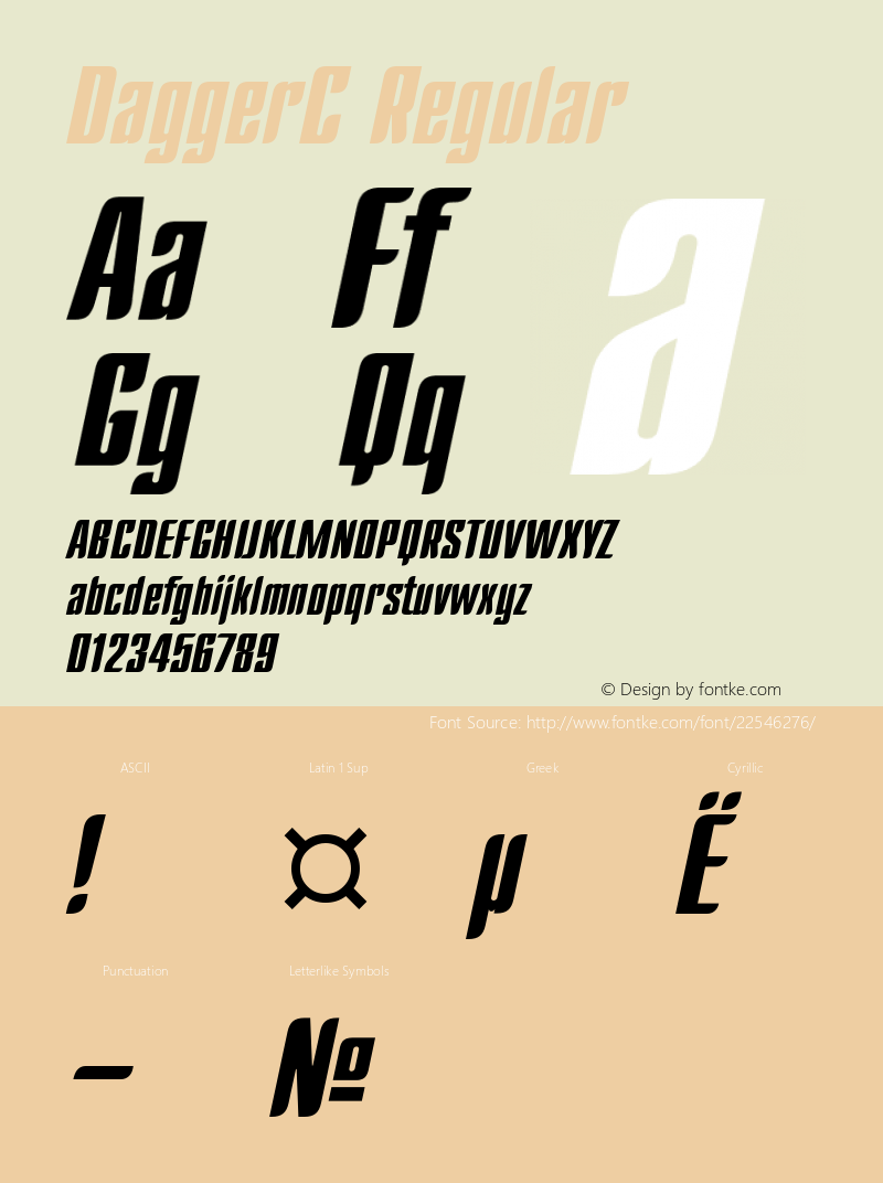 DaggerC Version 001.000 Font Sample