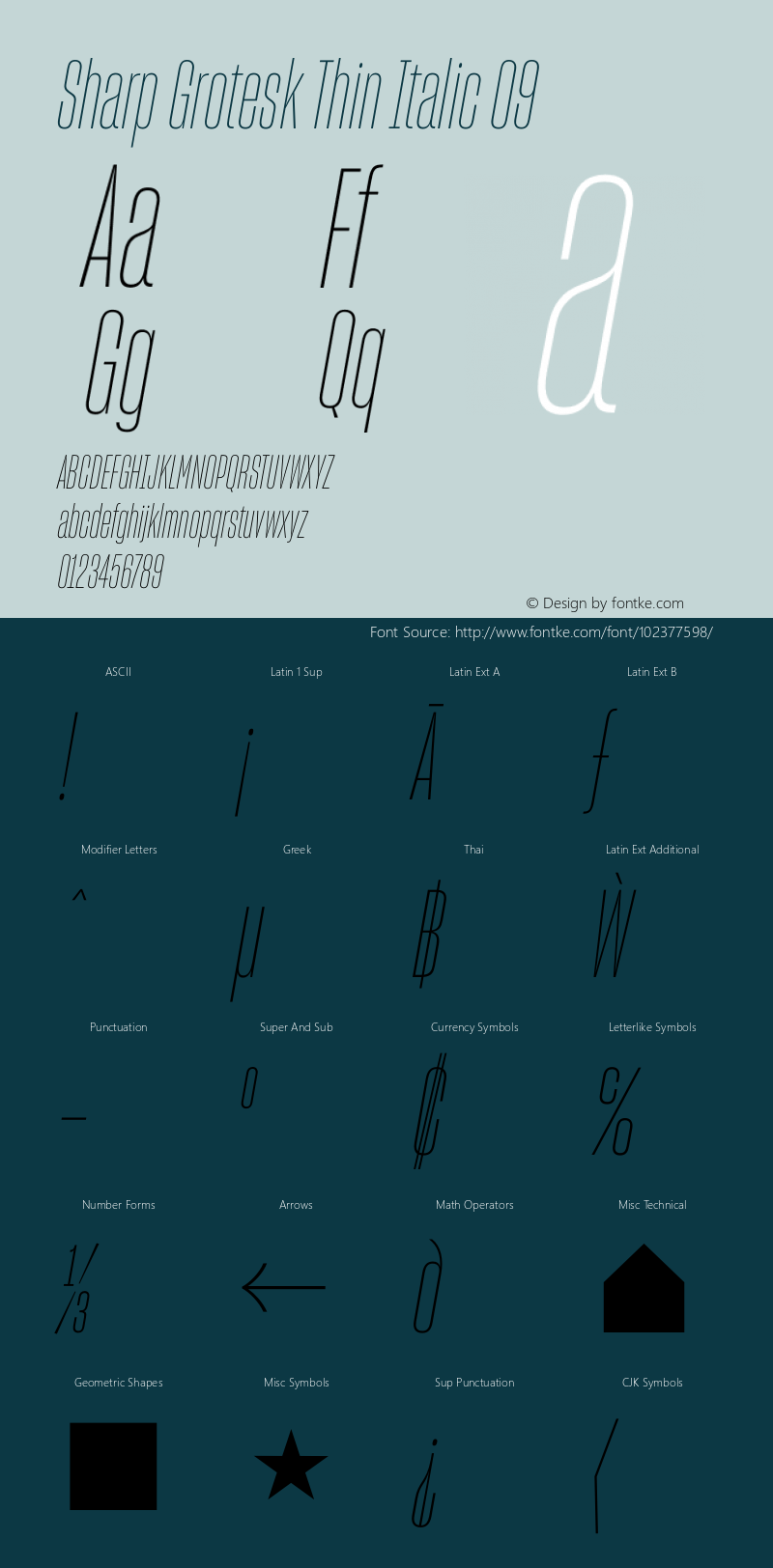 Sharp Grotesk Thin Italic 09 Version 1.003 Font Sample