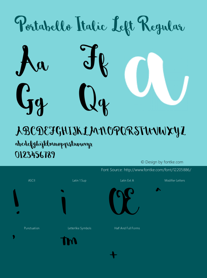 Portabello Italic Left Regular Version 1.0 Font Sample