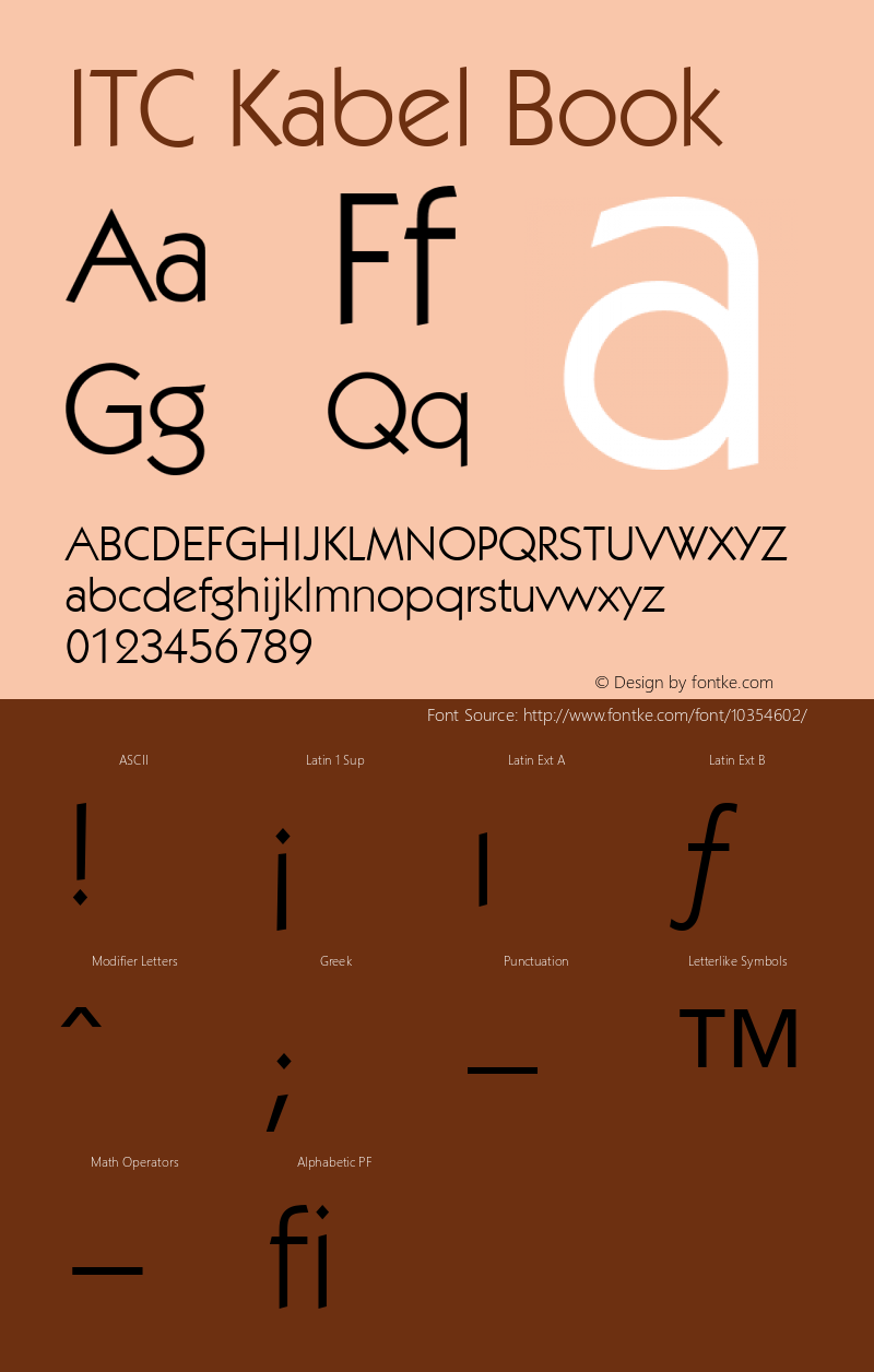 ITC Kabel Book Version 001.001 Font Sample