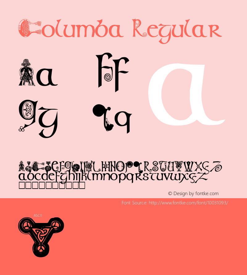 Columba Regular Altsys Fontographer 3.5  1/14/93 Font Sample