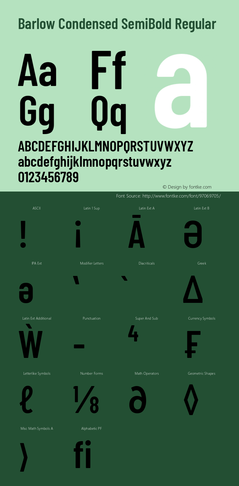 Barlow Condensed SemiBold Version 1.408 Font Sample