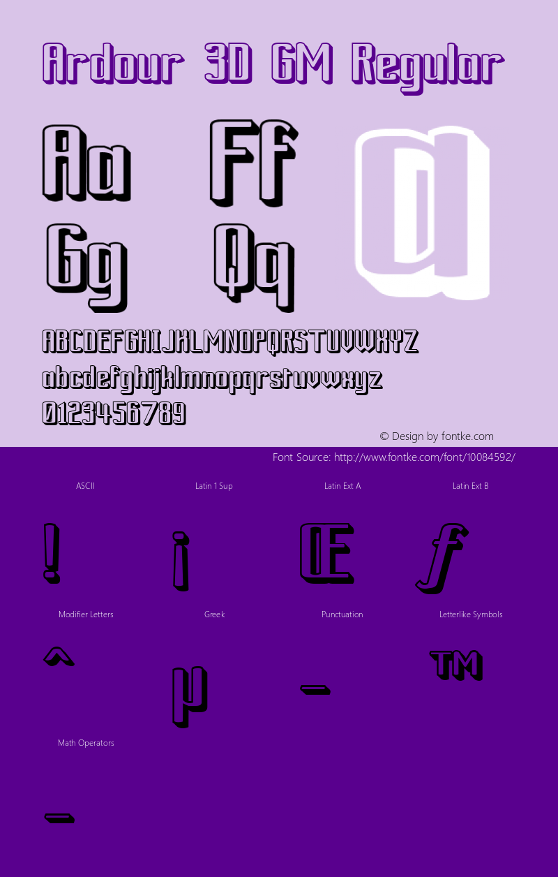 Ardour 3D GM Regular 2.0 Font Sample