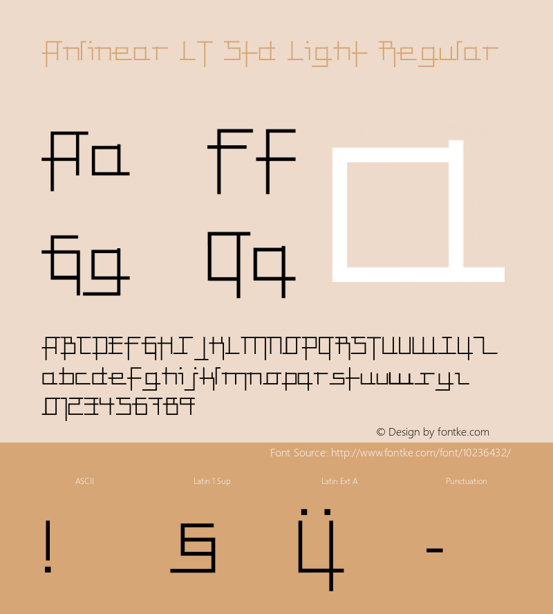 Anlinear LT Std Light Regular Version 1.000;PS 001.000;Core 1.0.38 Font Sample