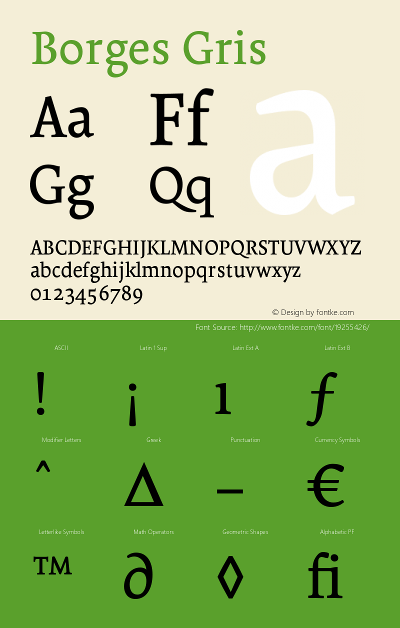 BorgesGris Version 2.000 Font Sample