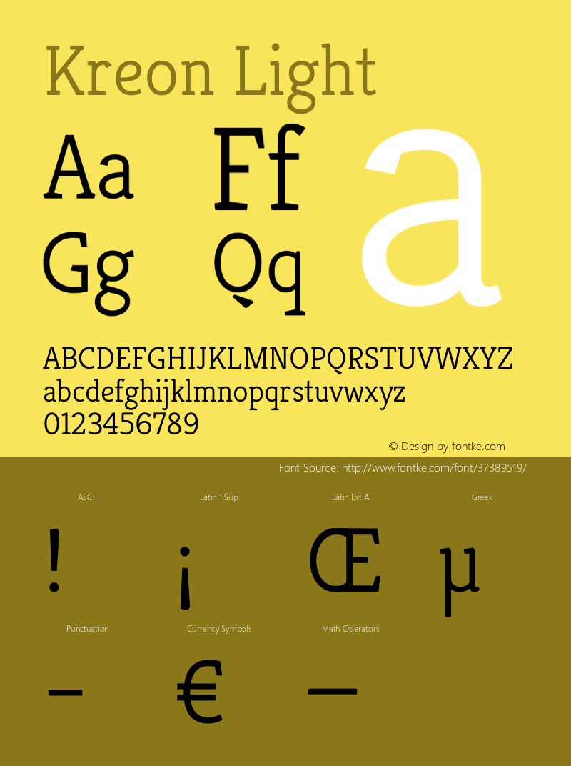 Kreon Light Version 2.000 Font Sample