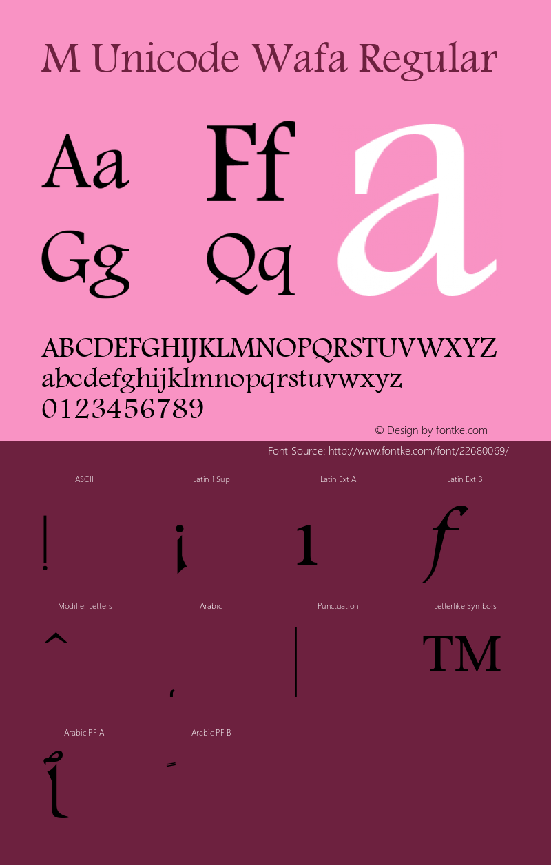 M Unicode Wafa 1.0 - 1422 Font Sample