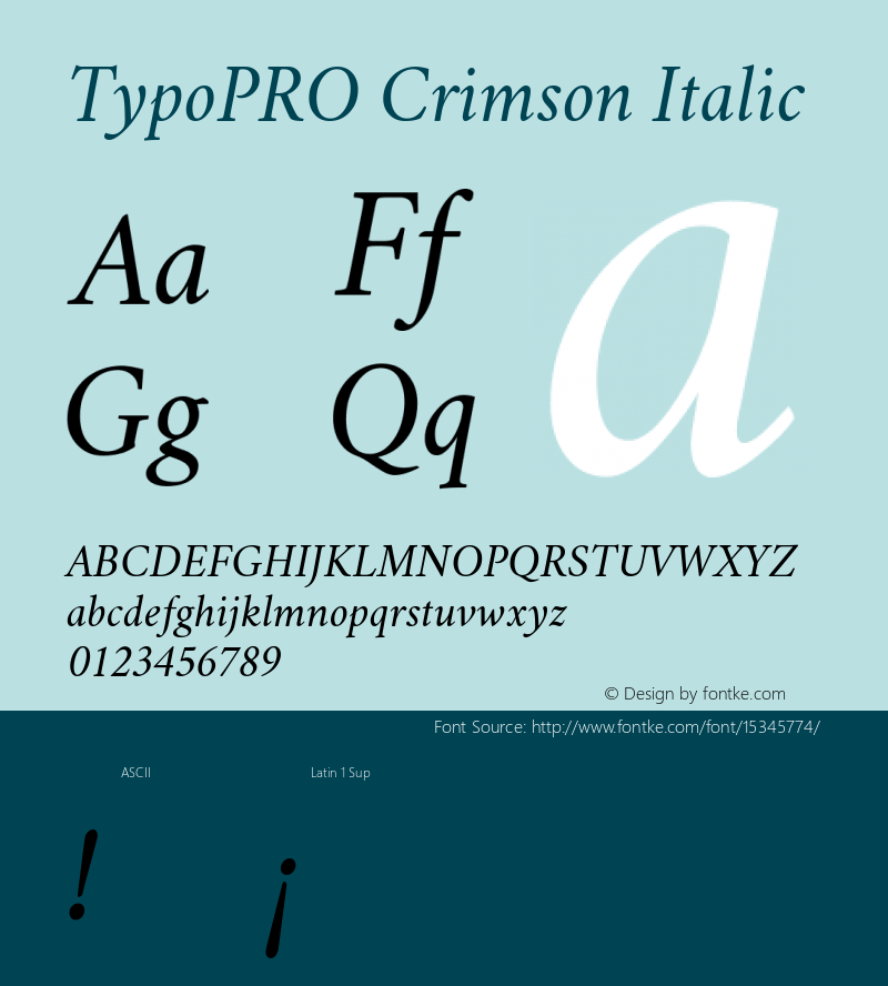 TypoPRO Crimson Italic Version 0.8 Font Sample