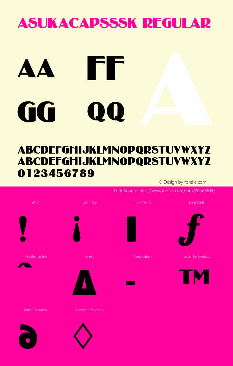 AsukaCapsSSK Macromedia Fontographer 4.1 7/25/95 Font Sample