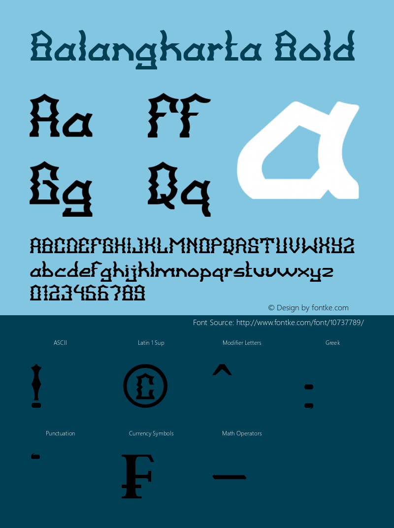 Balangkarta Bold Version 1.00 May 29, 2015, initial release Font Sample