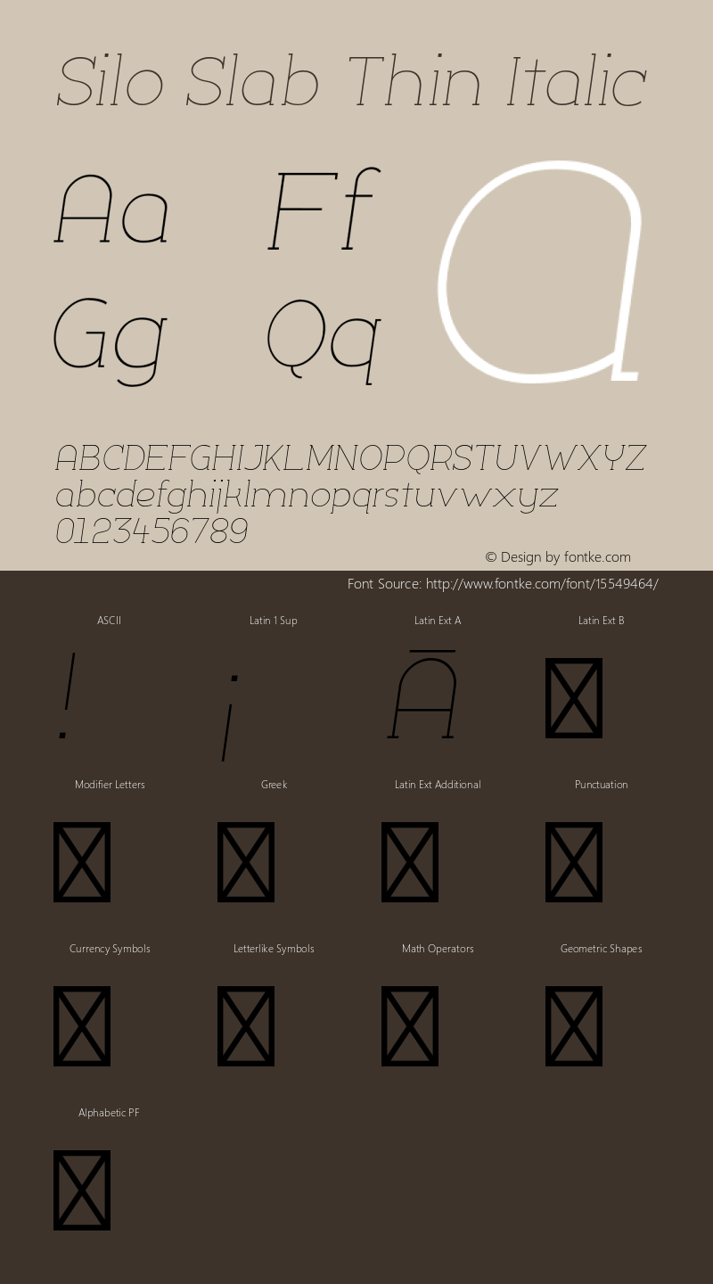 Silo Slab Thin Italic Version 1.000;PS 001.001;hotconv 1.0.56 Font Sample