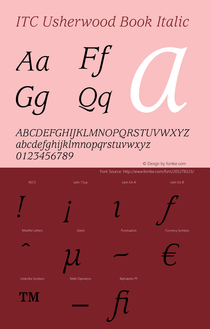 Usherwood-BookItalic OTF 1.0;PS 001.000;Core 1.0.22图片样张