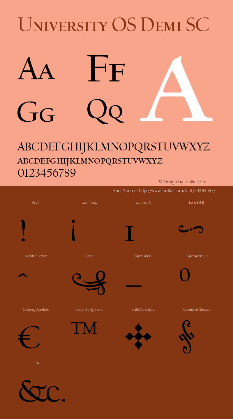 UniversityOS-DemiSC Version 001.001; t1 to otf conv Font Sample