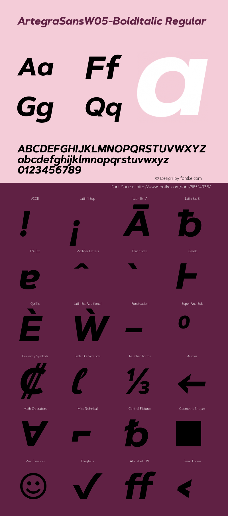 Artegra Sans W05 Bold Italic Version 1.004 Font Sample
