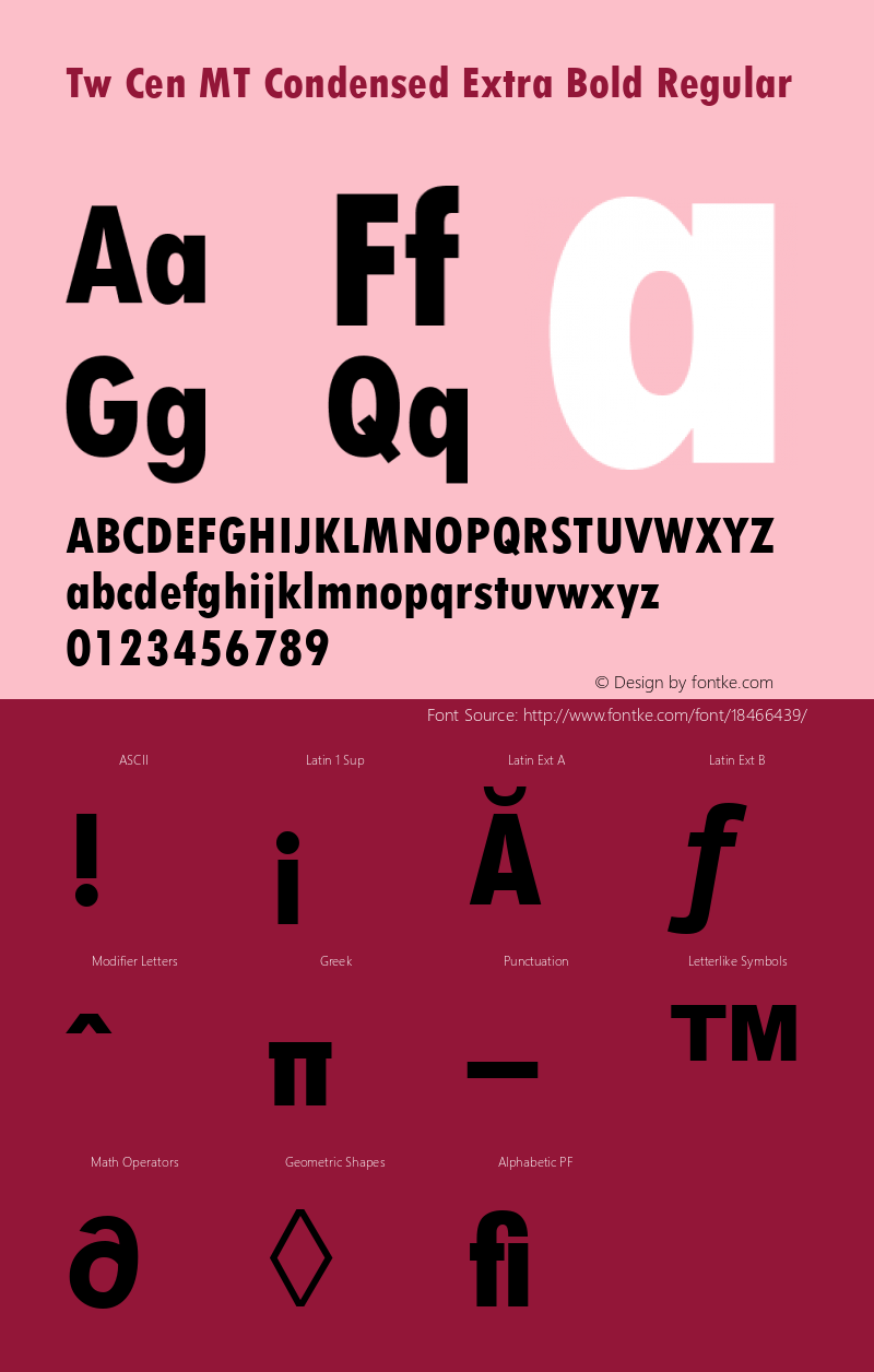 Tw Cen MT Condensed Extra Bold Regular Version 1.00 Font Sample