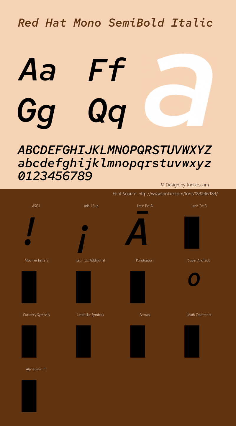 Red Hat Mono SemiBold Italic Version 1.022图片样张