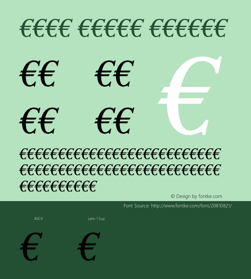 EuroSerif-Italic 001.000 Font Sample