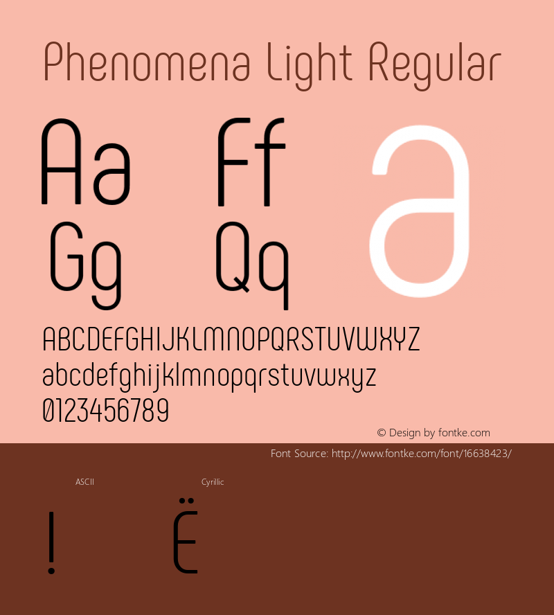 Phenomena Light Regular Version 1.000;PS 001.000;hotconv 1.0.88;makeotf.lib2.5.64775; ttfautohint (v1.4.1) Font Sample