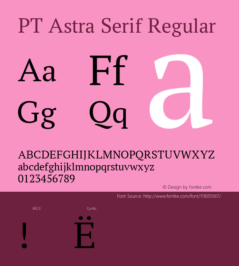 PT Astra Serif Regular Version 1.001; ttfautohint (v1.4.1) Font Sample