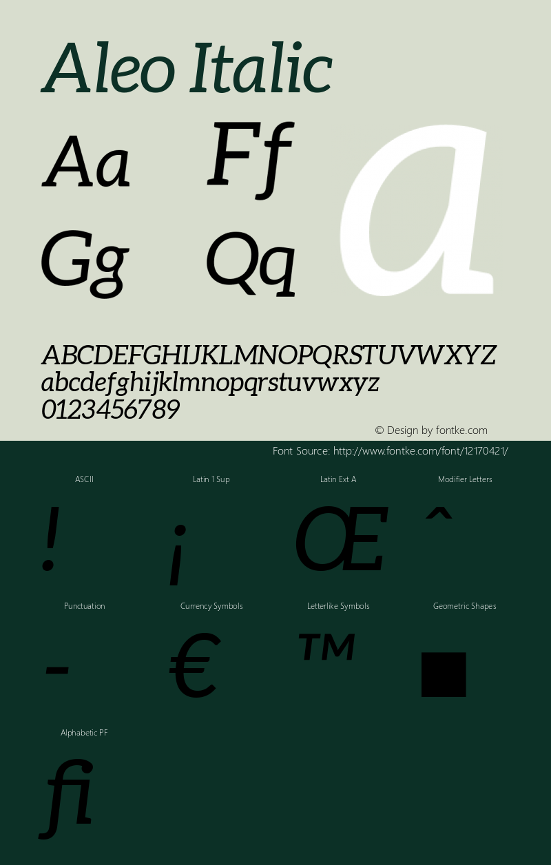 Aleo Italic Version 1.2.2 Font Sample