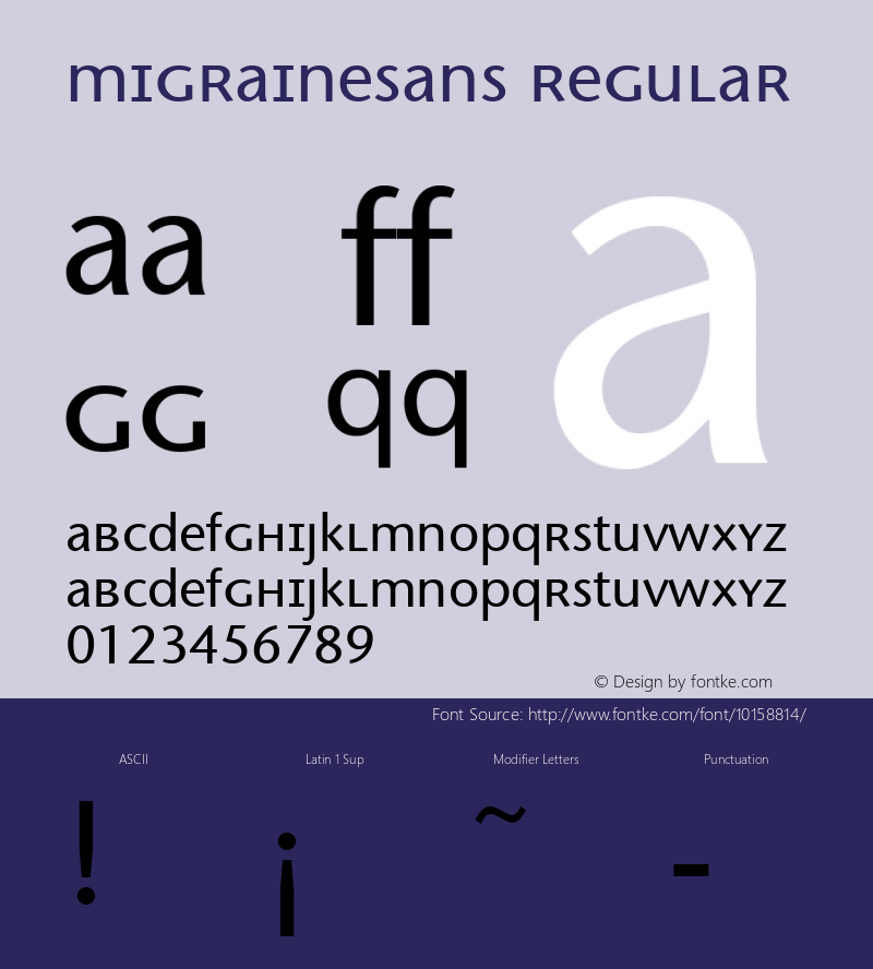 MigraineSans Regular 1.0 Font Sample