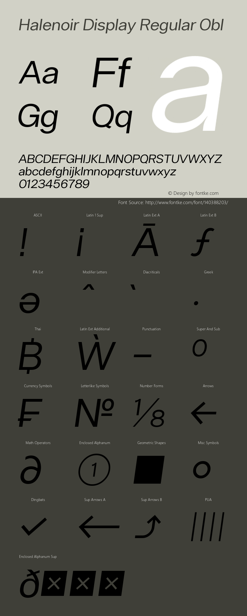 Halenoir Regular Obl Version 1.001 | web-TT Font Sample