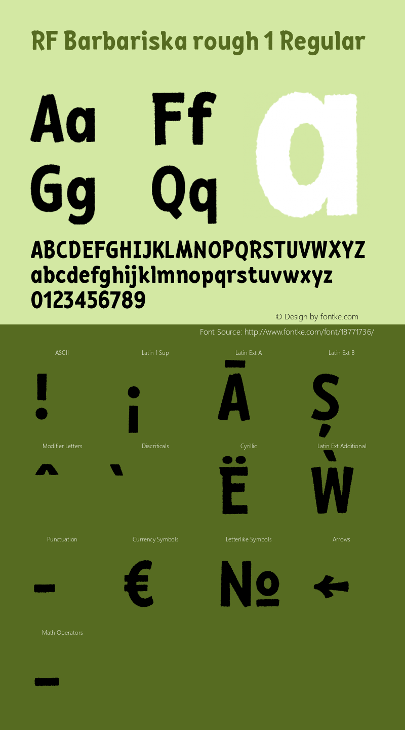 RF Barbariska rough 1 Regular Version 1.000 Font Sample