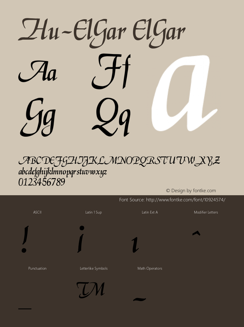 Hu-ElGar ElGar Version 001.000 Font Sample