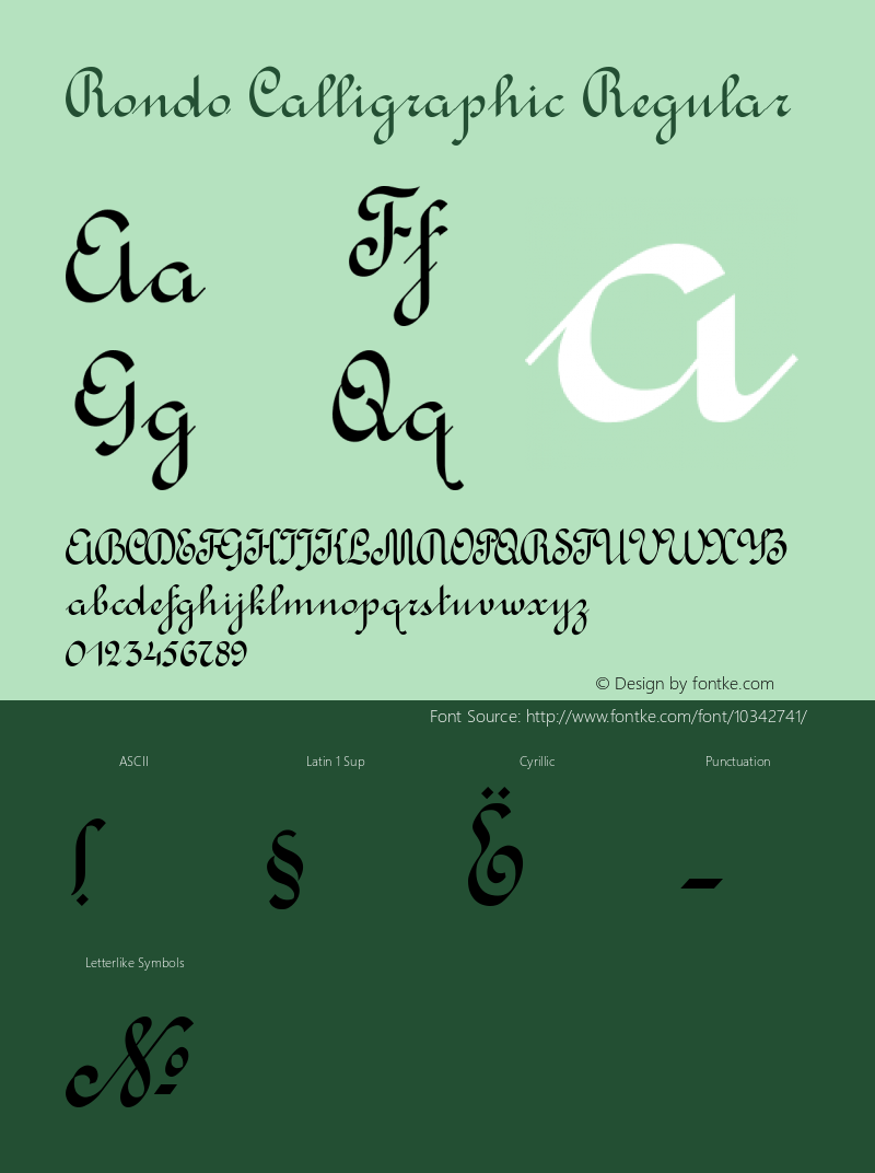 Rondo Calligraphic Regular Version 1.000 Font Sample