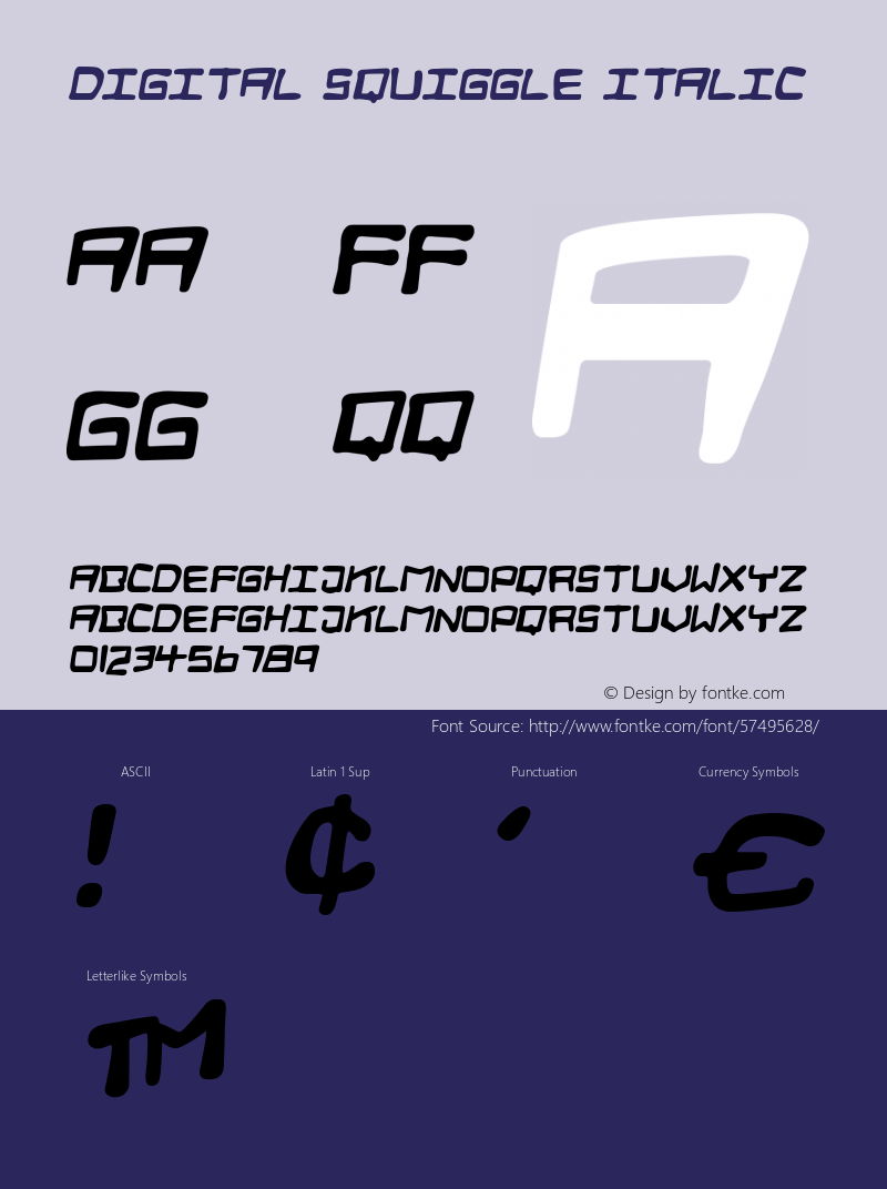 Digital Squiggle Italic Version 1.00;February 1, 2020;FontCreator 11.5.0.2430 64-bit Font Sample