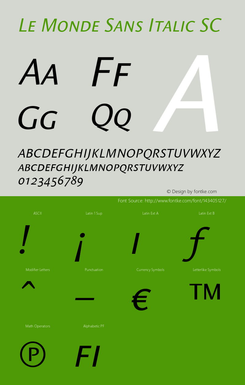 Le Monde Sans Italic SC 001.000 Font Sample