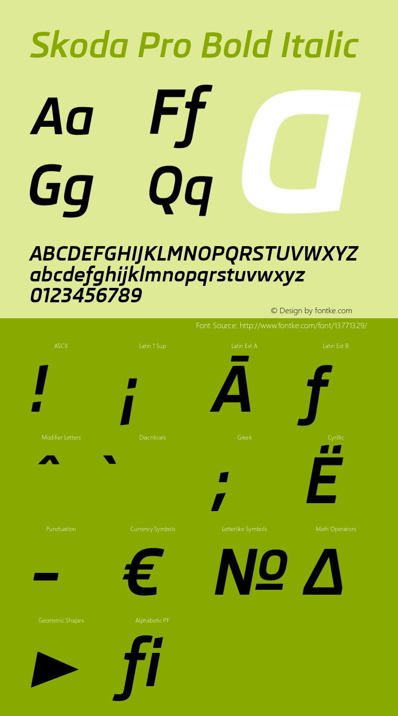 Skoda Pro Bold Italic Final Version 1.001 Autohinted Font Sample
