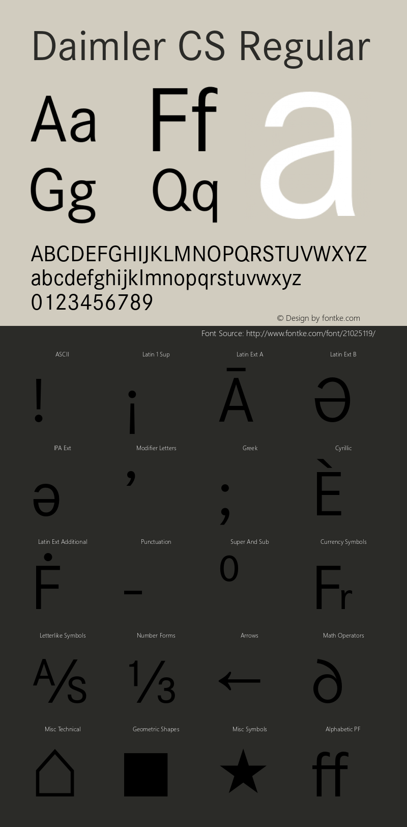 DaimlerCS-Regular Version 1.00 Font Sample