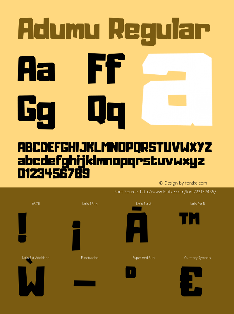 Adumu Version 3.183 Font Sample