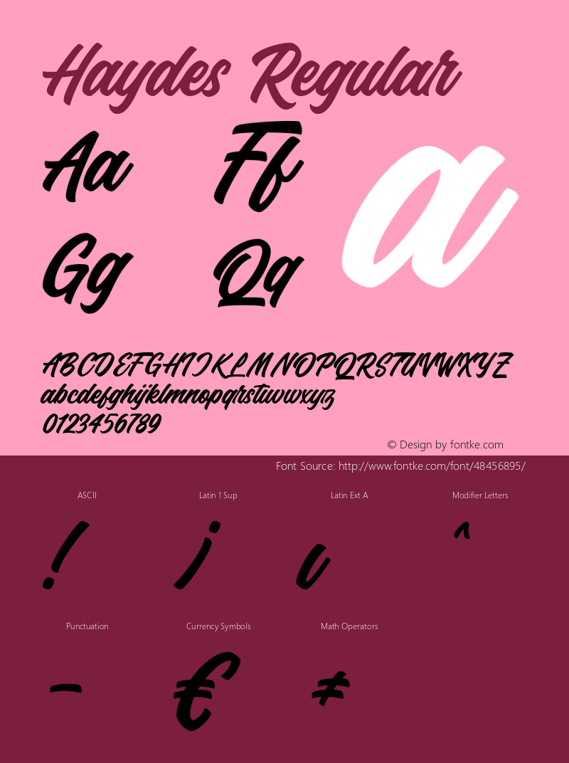 Haydes Version 1.000 Font Sample