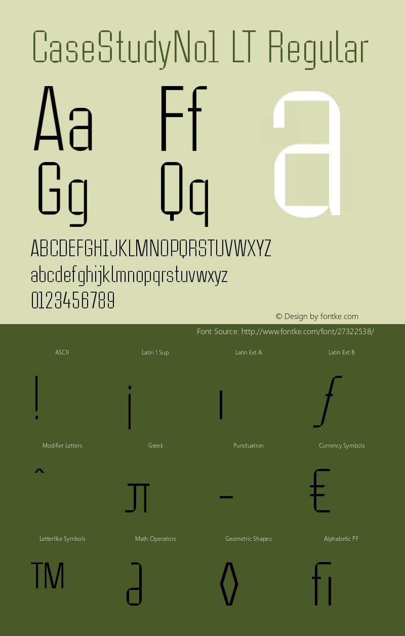 CaseStudyNo1 LT Light Version 2.01;2005 Font Sample