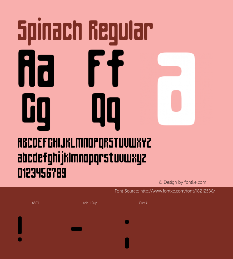 Spinach Regular Version 1.00, April 8, 2006, initial release Font Sample